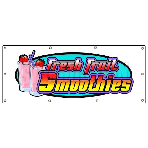 SMOOTHIES BANNER SIGN fresh fruit smoothie signs